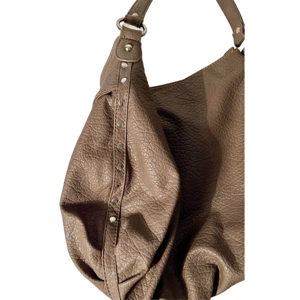 Nine West Large Gray Faux Pebble Leather Shoulder Bag